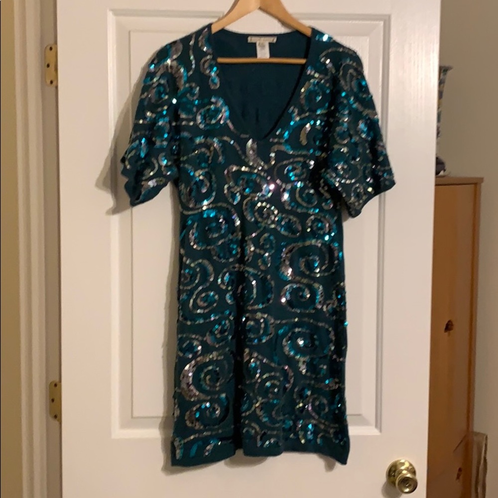 Nanette Lepore Green Sequin Sweater Dress